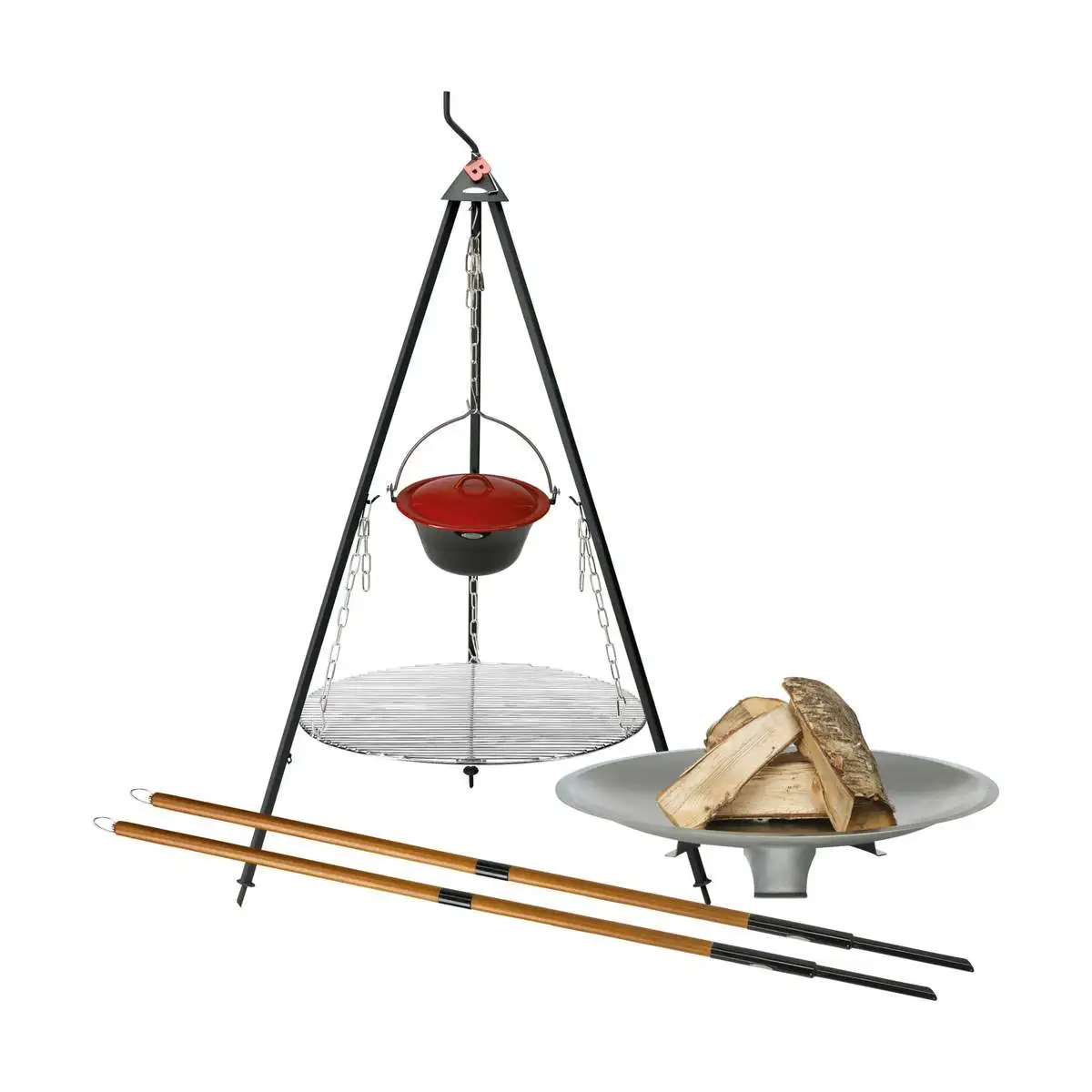 Bon-Fire Bålkøkken Basissæt M. Gryde, Bålfad Og 2 Snobrødspinde 3 Bon-Fire Bålkøkken Basissæt M. Gryde, Bålfad Og 2 Snobrødspinde